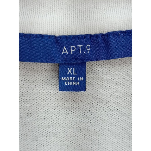 Apt 9 Floral V-Neck 3/4 Sleeve Cardigan Sweater Women's XL Cotton Black White - Picture 3 of 11